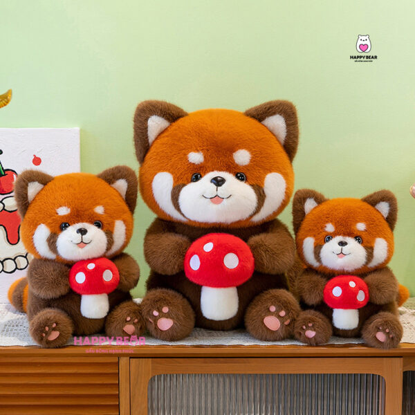 Gấu Bông Cáo Dễ Thương Mềm Mịn Ôm Nấm Đỏ HP153 - HAPPY BEAR