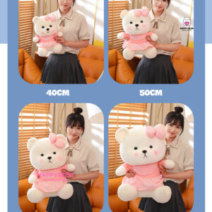 Gấu Bông Lena Trắng Mặc Yếm Dễ Thương HP150 - HAPPY BEAR