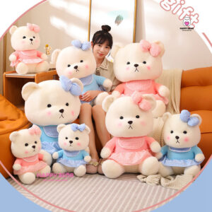 Gấu Bông Lena Trắng Mặc Yếm Dễ Thương HP150 - HAPPY BEAR