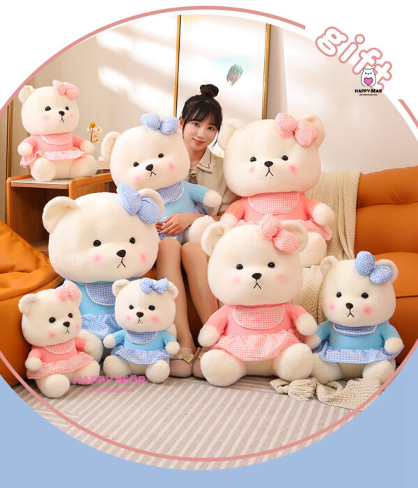 Gấu Bông Lena Trắng Mặc Yếm Dễ Thương HP150 - HAPPY BEAR