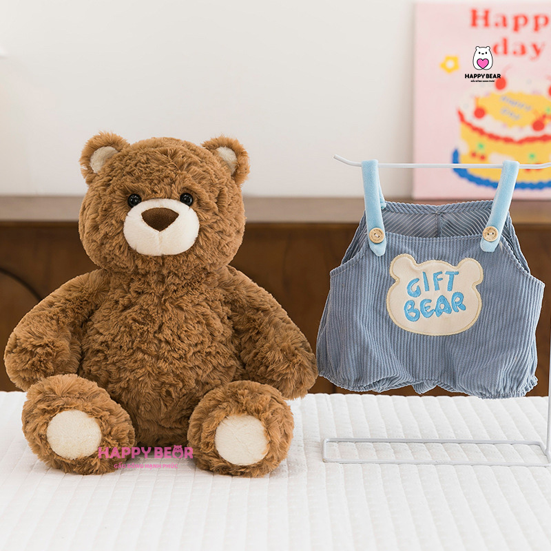 Gấu Bông Teddy Bear Mặc Yếm Dễ Thương Lông Xù HP154 - HAPPY BEAR