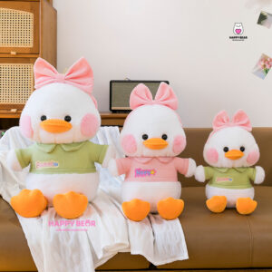 Gấu Bông Vịt Đeo Nơ Hồng Happy Dễ Thương HP163 - HAPPY BEAR