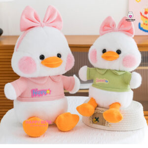 Gấu Bông Vịt Đeo Nơ Hồng Happy Dễ Thương HP163 - HAPPY BEAR