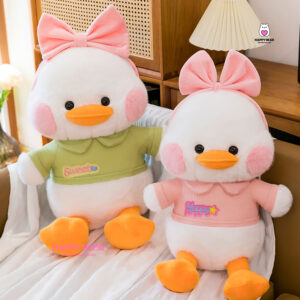 Gấu Bông Vịt Đeo Nơ Hồng Happy Dễ Thương HP163 - HAPPY BEAR