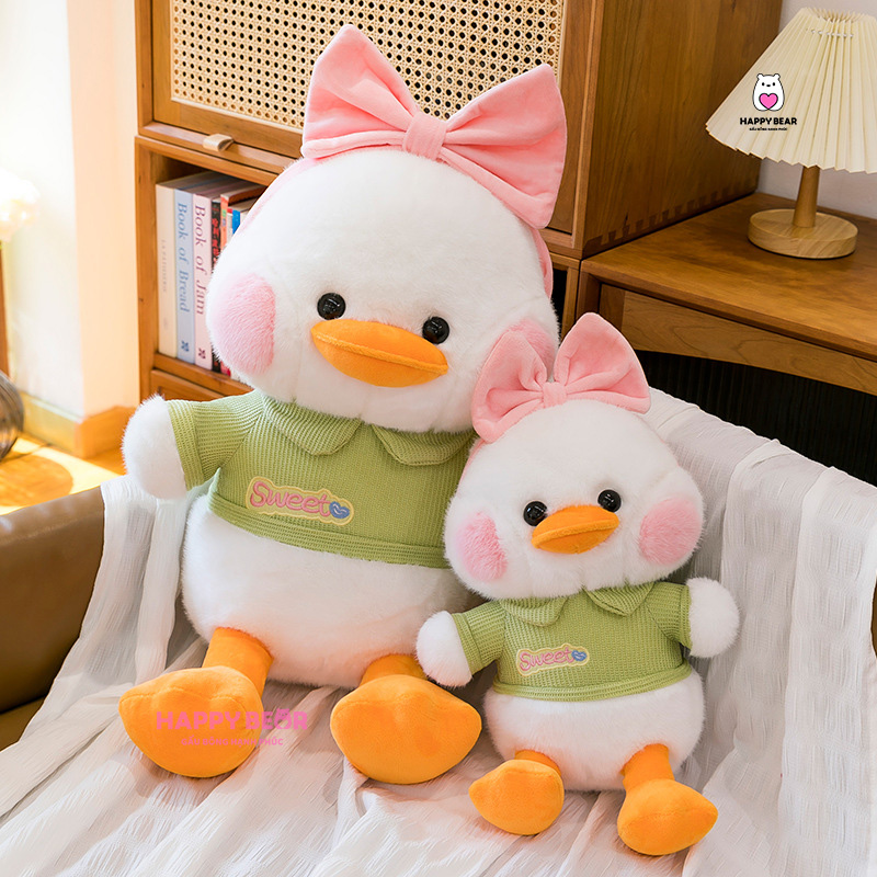Gấu Bông Vịt Đeo Nơ Hồng Happy Dễ Thương HP163 - HAPPY BEAR