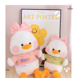 Gấu Bông Vịt Đeo Nơ Hồng Happy Dễ Thương HP163 - HAPPY BEAR
