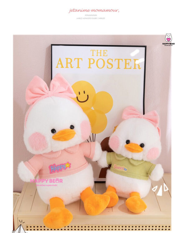 Gấu Bông Vịt Đeo Nơ Hồng Happy Dễ Thương HP163 - HAPPY BEAR