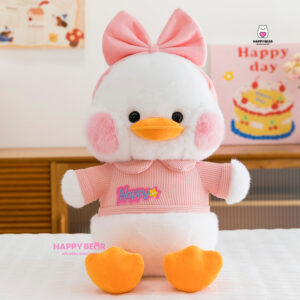 Gấu Bông Vịt Đeo Nơ Hồng Happy Dễ Thương HP163 - HAPPY BEAR